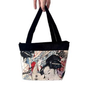Vintage Japanese Okiyoe Geisha Traditional Art Portrait Print Handbag Clutch Bag